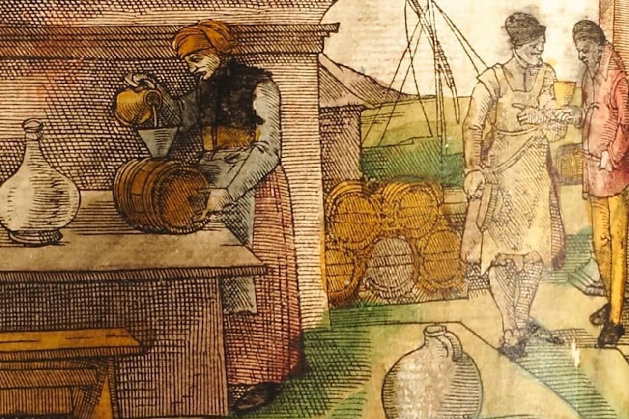 Traditionelle Herstellung von Rotweinessig als gesundes Hausmittel und Extraktionsmittel für Kräuter